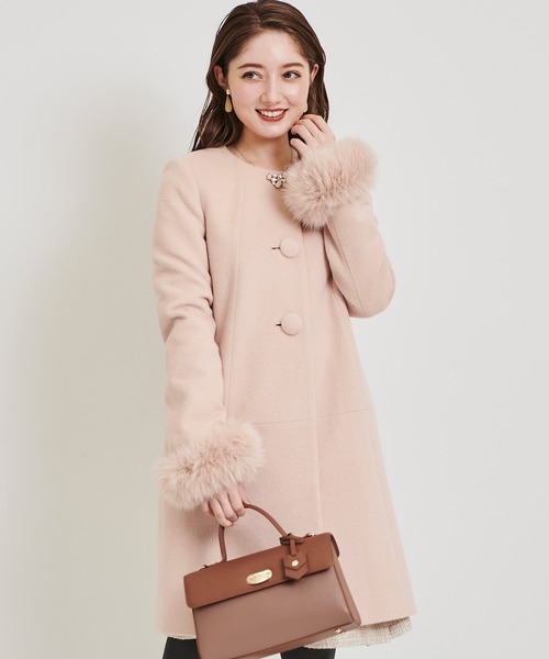 LAISSE PASSE（レッセパッセ） ノーカラーコート MEDIUM ピンク