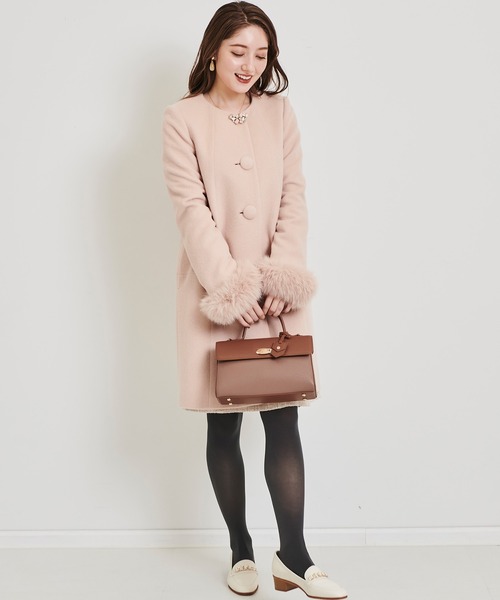 LAISSE PASSE（レッセパッセ） ノーカラーコート MEDIUM ピンク