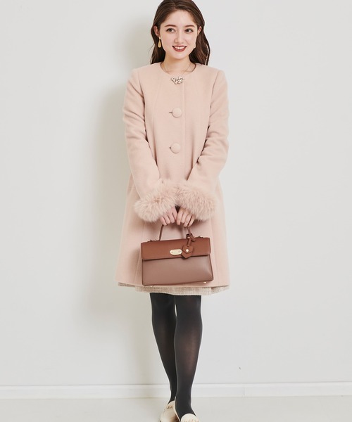 LAISSE PASSE（レッセパッセ） ノーカラーコート MEDIUM ピンク