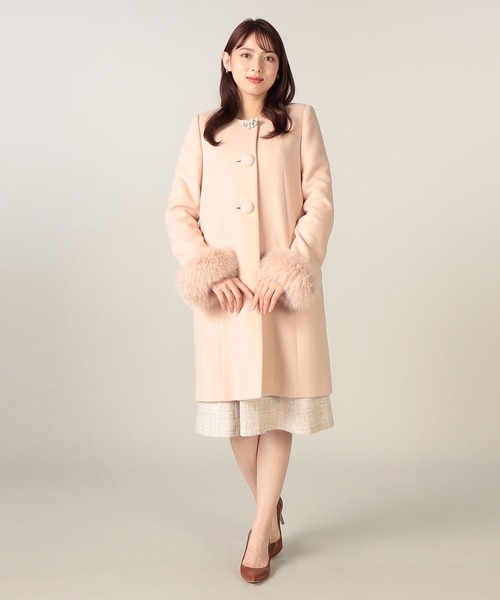 新品　定価86,900円　レッセパッセ　レディノーカラーコート　ファー　モカ Amazon | Ladyﾉｰｶﾗｰｺｰﾄ ﾈｲﾋﾞｰ 036 | コート・ジャケット 通販