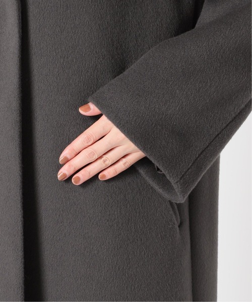 ゆきさま イエナ✨近年モデル　ロングスリットノーカラーコート　ベージュ系　38 IENA】ロングスリットノーカラーコート - メルカリ