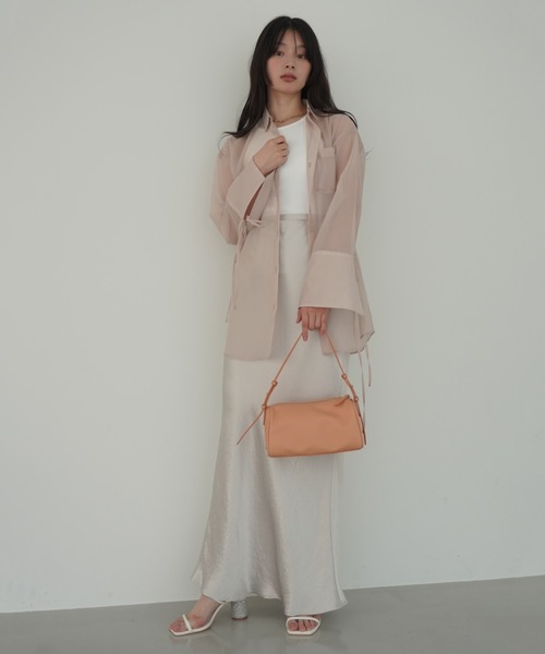 パールストラップオーガーンジーシャツ パールストラップオーガーンジーシャツ(F IVORY): TOPS