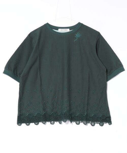 tシャツ ミニ裏毛サークルスカラップケミカルレースTシャツ レディース