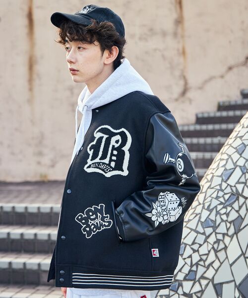 BEN DAVIS（ベンデイビス） スタジャン LARGE ブルー メンズ