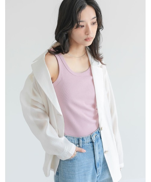 タンクトップ ノースリーブ コットンリブ ノースリーブ カットソー レディース osharewalker タンクトップ レディース トップス カットソー