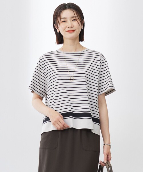 tシャツ 「洗える」パネルボーダー Tシャツ レディース tシャツ 「洗える」パネルボーダー Tシャツ レディース