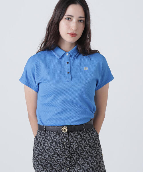 ポロシャツ ポロ 「St ANDREWS」デルタ格子ジャガード 撥水フレンチスリーブポロシャツ (WOMENS) レディース