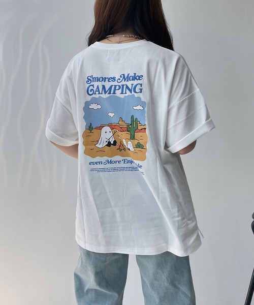 AS KNOW tシャツ ○ワンポイント刺繍 おばけプリントビッグ