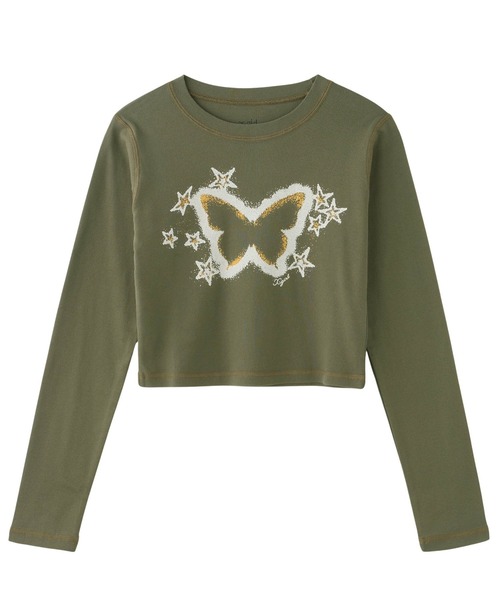 tシャツ STAR FLUTTER BUTTERFLY L/S BABY TEE レディース
