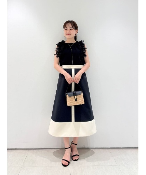 ルルウィルビー ブラック ロング フレアスカート ストレッチ ｜ 選べるシルエット・丈 ボンディング ボリューム 美脚