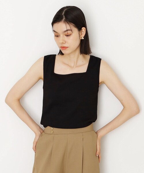 SATISFY ブラック タンクトップ ノースリーブ THE SHOP TK タンクトップ ノースリーブ 「ひんやり」前後2WAY