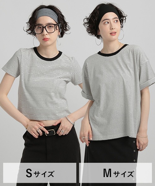 リンカブル LINKABLE カスタムフレアタグ Tシャツ　ボーダー George's tシャツ リンガーボーダーTシャツ レディース : ZOZOTOWN