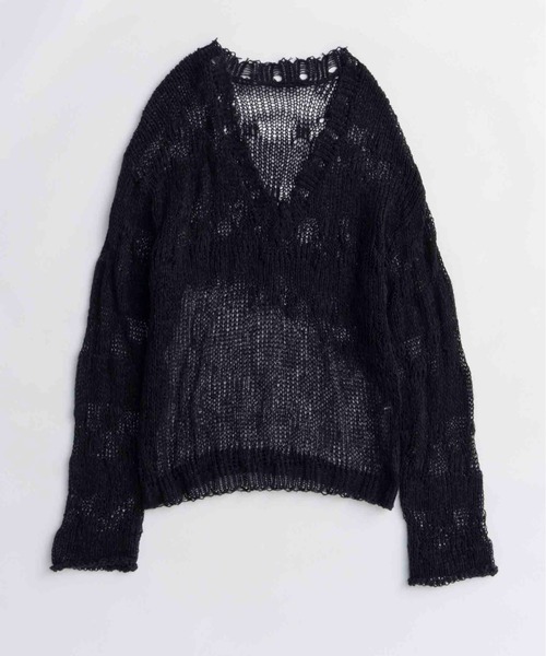 MAISON SPECIAL ブラック Vネックニット サイズ44 MAISON SPECIAL（メゾンスペシャル） ニット セーター V-neck Low