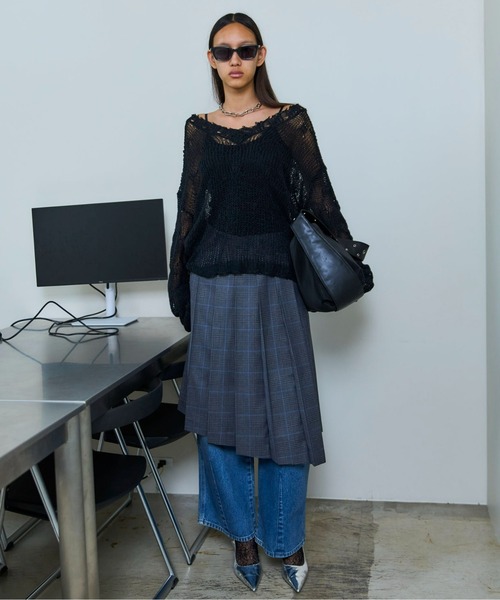 MAISON SPECIAL ブラック Vネックニット サイズ44 MAISON SPECIAL（メゾンスペシャル） ニット セーター V-neck Low