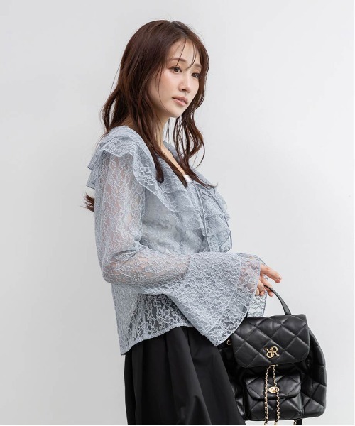 RANDA（ランダ） ブラウス シャツ ラッフルレースフリルブラウス