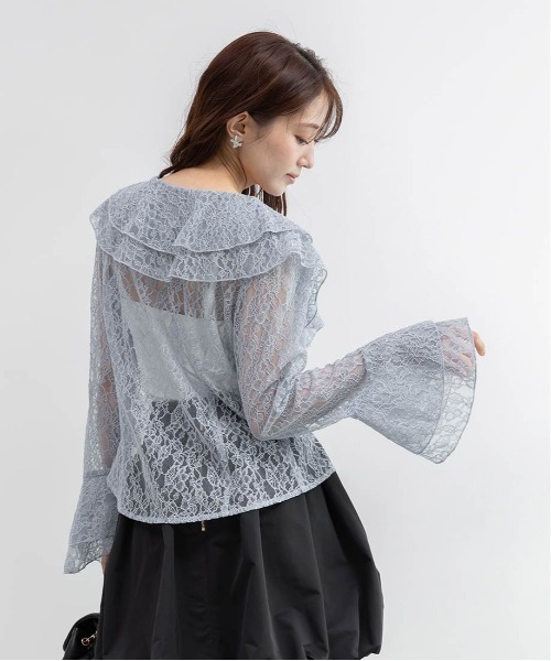 RANDA（ランダ） ブラウス シャツ ラッフルレースフリルブラウス