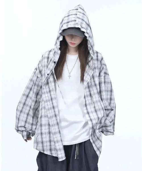 B.R.U パーカー フード付きチェックパーカー メンズ レディース