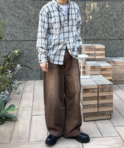 B.R.U パーカー フード付きチェックパーカー メンズ レディース