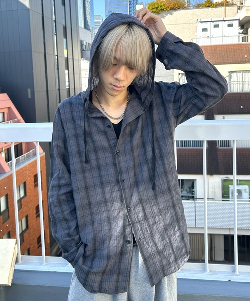 B.R.U パーカー フード付きチェックパーカー メンズ レディース