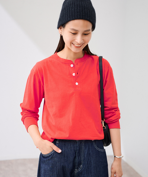 FRAMeWORK tシャツ Healthknit/ヘルスニット ヘンリーロングスリーブ