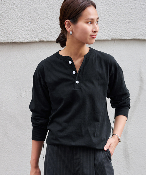 FRAMeWORK tシャツ Healthknit/ヘルスニット ヘンリーロングスリーブ