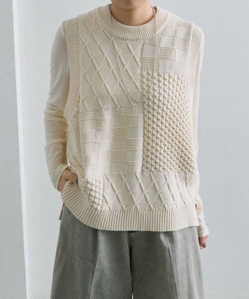 24AW イアパピヨネ取扱 スミスタイル　ダメージ加工　ニットジレ　ニットベスト 24AW イアパピヨネ取扱 スミスタイル ダメージ加工 ニットジレ