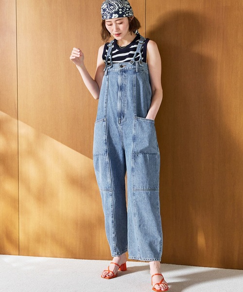 SOMETHING（サムシング） オーバーオール FREE ライトインディゴブルー