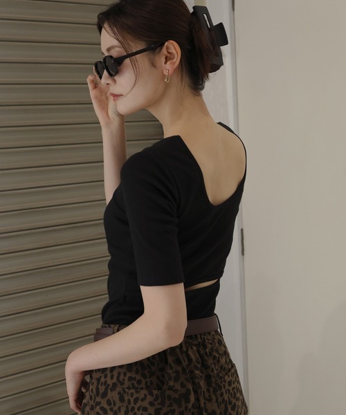 「Mili affinity」 半袖カットソー FREE チャコールグレー レディース_画像4