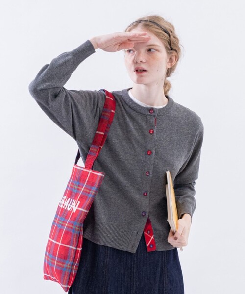 美品✨快晴堂　タータンチェック　カーディガン　ウール 3色＊レディース＊快晴堂 -Girl'sタータンチェック・リラクシンWork