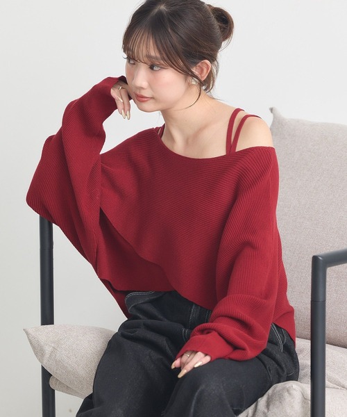 【レッド系（62）】オーガニックコットンポロ襟プルオーバー/イージーケア ロペ（ROPE'）/オーガニックコットンポロ襟プルオーバー/イージーケア