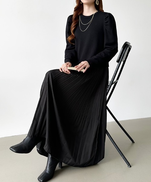 COCOMOMO ワンピース ドッキングワンピース ニット ドッキング