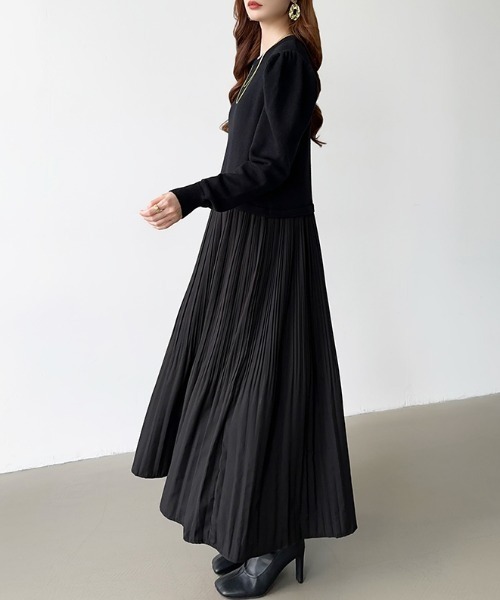 COCOMOMO ワンピース ドッキングワンピース ニット ドッキング