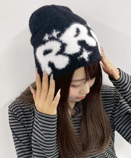 WEGO（ウィゴー） ニット帽 ニットキャップ WEGO/RRWロゴシャギー