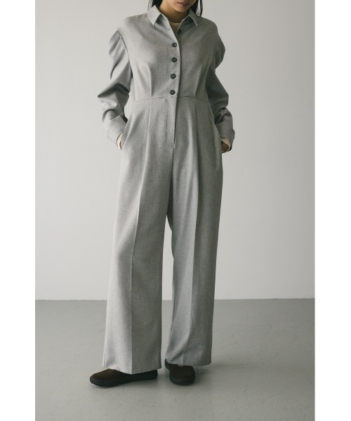 オールインワン メランジショルダータックロンパース レディース