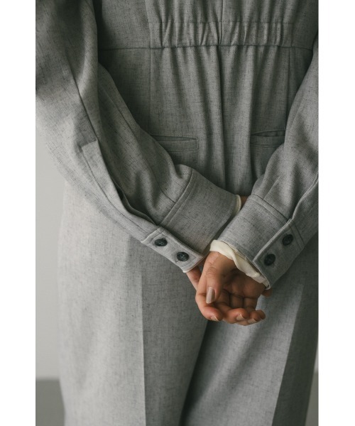 オールインワン メランジショルダータックロンパース レディース