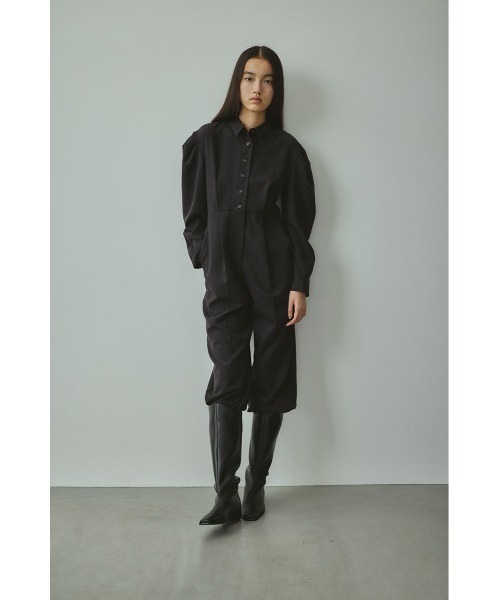 オールインワン メランジショルダータックロンパース レディース