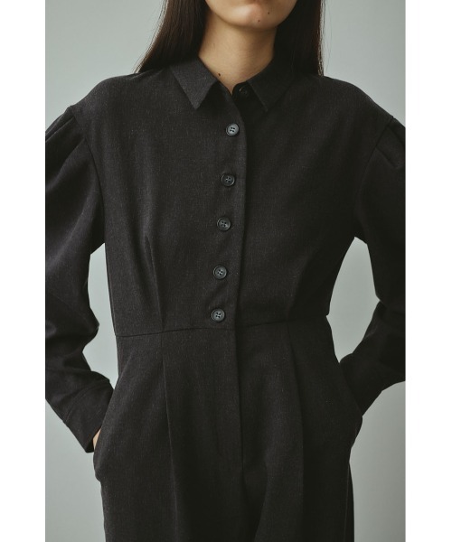 オールインワン メランジショルダータックロンパース レディース