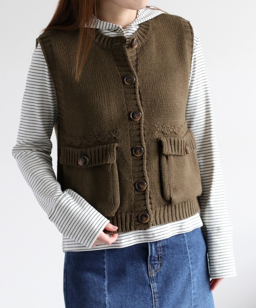 cepo ニット セーター ポケツキニットベスト レディース : ZOZOTOWN