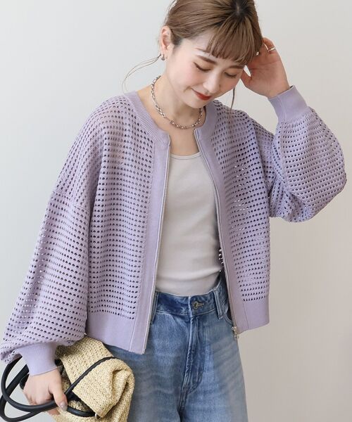 「AMERICAN HOLIC」 ニットカーディガン L アイボリー レディース_画像3