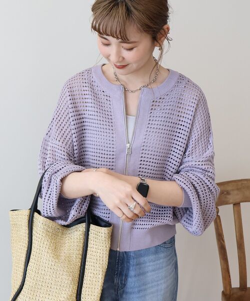 「AMERICAN HOLIC」 ニットカーディガン L アイボリー レディース_画像4