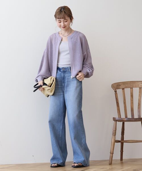 「AMERICAN HOLIC」 ニットカーディガン L アイボリー レディース_画像6