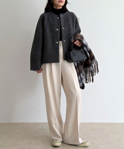 フレディエミュ（fredy emue）/イタリアンエアリーノーカラーブルゾン fredy emue（フレディエミュ） ブルゾン アウター イタリアンエアリー