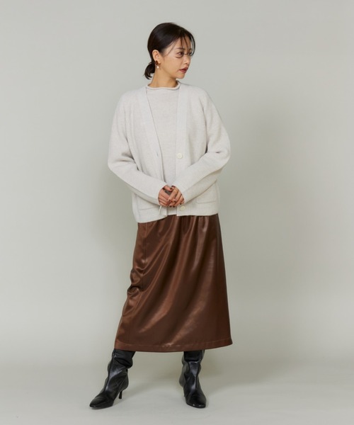 ルスーク（Le Souk）/レザーライクギャザーストレートスカート Le souk（ルスーク） スカート レザーライクギャザーストレート