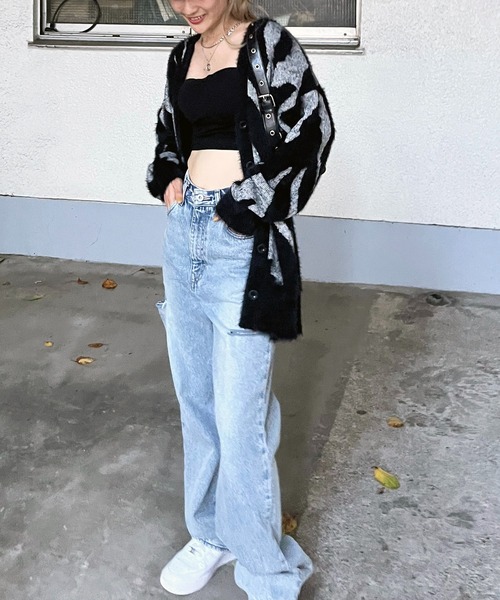 「SPIRALGIRL」 ニットカーディガン FREE ブラック レディース_画像3