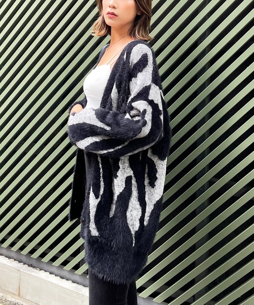 「SPIRALGIRL」 ニットカーディガン FREE ブラック レディース_画像6