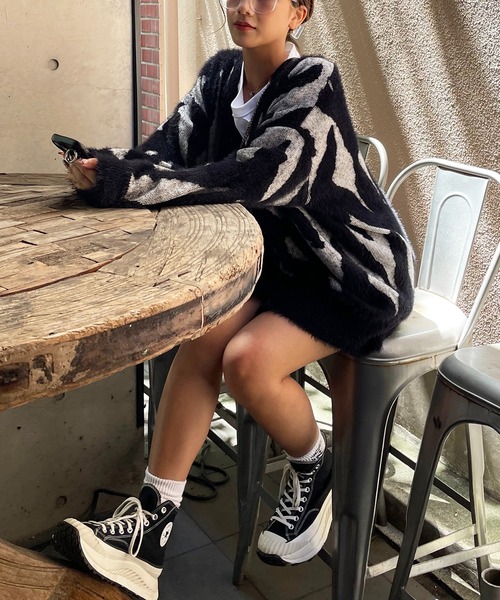 「SPIRALGIRL」 ニットカーディガン FREE ブラック レディース_画像8