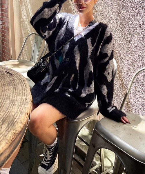 「SPIRALGIRL」 ニットカーディガン FREE ブラック レディース_画像9