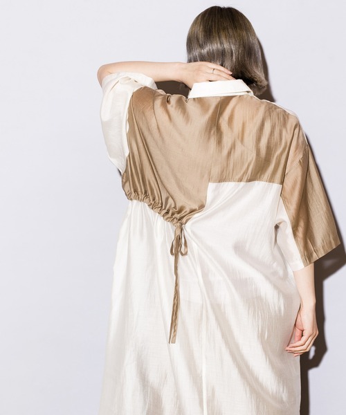 「OSMOSIS」 シャツワンピース ONE SIZE カーキ レディース_画像8