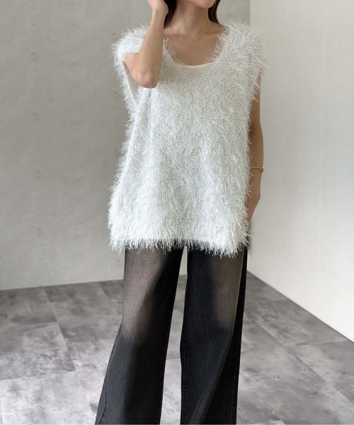 「Per sist ence」 ノースリーブニット FREE ホワイト レディース_画像3