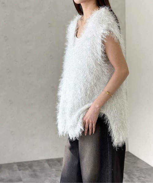 「Per sist ence」 ノースリーブニット FREE ホワイト レディース_画像9